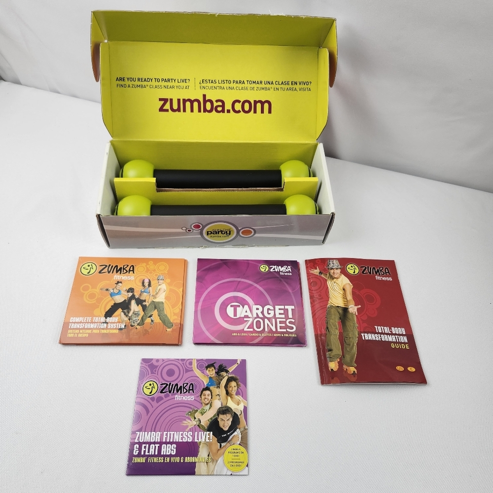 Zumba Fitness Join The Party Total Transformation Exercise System DVDs Weights